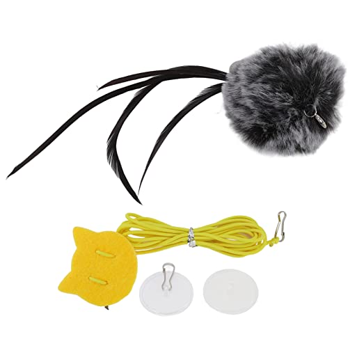 Senrusa Door Hanging Cat Toy Hanging Door Bouncing Cat Toy to Relieve Boredom and Stress for Play Exercise (Funny Cat Rope and Grey Rabbit Fur Ball with Tail) von Senrusa