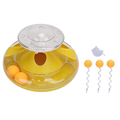 Senrusa Katze Plattenspieler Leckage Spielzeugkreis Tracking Puzzle Lebensmittelabspannungsspielzeug für Innenkätzchen (Yellow) von Senrusa