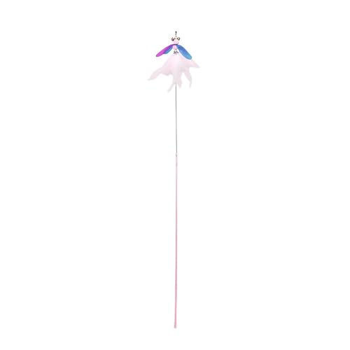 Senrusa Katzen Teaser Spielzeug Langeweile Relief Interaktive Kätzchen Feder necken Spielzeug mit Glocken für Innenkatzen (60‑117cm / 23.6‑46.1in Rod with Feather Toy) von Senrusa