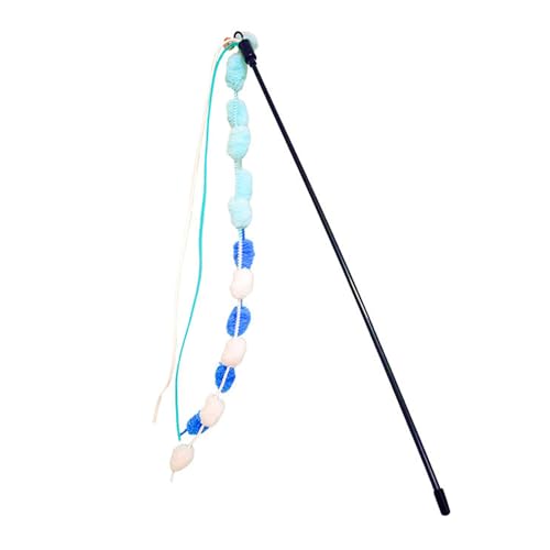 Senrusa Katzenstabspielzeug mit Quasten -Biss weiche interaktive Katzen Teaser Zauberstab Spielzeug mit Glocke für Kätzchen kleine Katzen (Blue) von Senrusa