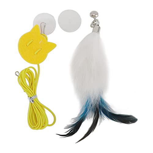 Senrusa Pet Cat Hanging Toy Adjustable Interactive Traceless Hook Elastic Cord Bell Door Hanging Cat Toy (Tease Cat Rope and Rabbit Hair Green Tail Feather) von Senrusa