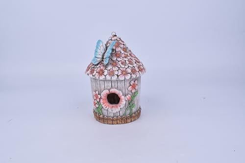 Vogelhaus für Draußen, Harz Vogelhaus mit Kette zum Aufhängen, dekorativer Vogelkäfig, Outdoor-Gartendekoration für Kolibri, Bluebird, Kardinal und andere Vögel (Rosa, Zylinder) von Sensational Gifts