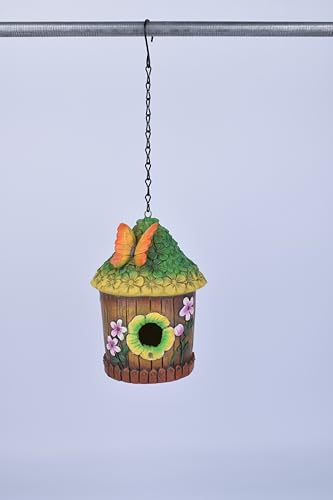 Vogelhaus für Draußen, Harz Vogelhaus mit Kette zum Aufhängen, dekorativer Vogelkäfig, Outdoor-Gartendekoration für Kolibri, Bluebird, Kardinal und andere Vögel (Schmetterling, Zylinder) von Sensational Gifts