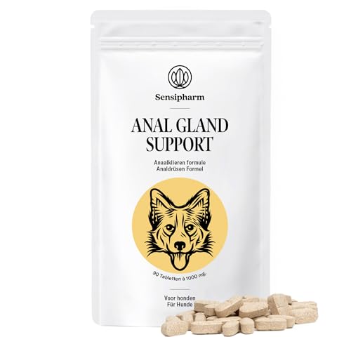 Sensipharm Anal Gland Support - Hilft Natürlich Bei Analdrüsen & Analdrüsenentzündung - 90 Tabletten a 1000 mg für Hunde von Sensipharm