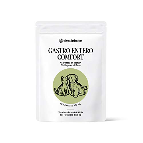 Sensipharm Gastro Entero Comfort - Hilft Natürlich bei Erbrechen, Durchfall, Magen, Darmen, Verdauung - 90 Tabletten a 250 mg. für Katzen, Hunde, Meerschweinchen, Kaninchen von Sensipharm