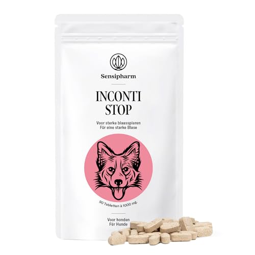 Sensipharm Inconti Stop Blasen-Formel für Hunde - Unterstützt Blasenfunktion bei Blasenschwäche, Inkontinez, Harnverlust & Urinverlust - 90 Tabletten a 1000 mg. von Sensipharm