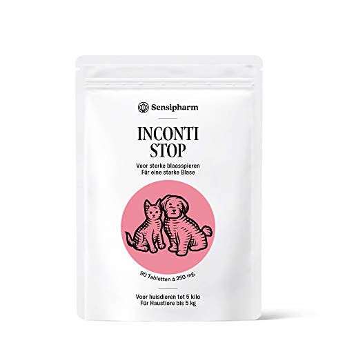 Sensipharm Inconti Stop - Hilft Natürlich bei Inkontinenz (Blasenschwäche) 90 Tabletten a 250 mg für Katzen, Hunde, Meerschweinchen, Kaninchen von Sensipharm