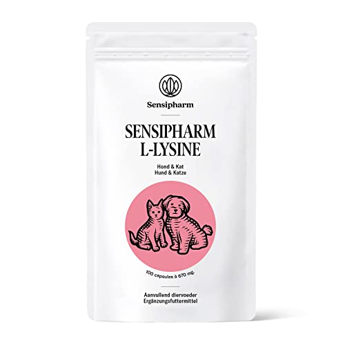 Sensipharm L-Lysin für Hunde und Katzen | 100 Lysin Kapseln Hochdosiert á 670 mg zur Unterstützung des Immunsystems | Aminosäuren kapseln Natürlich rein, ohne Zusätze | Lysin Katze Lysin Hund von Sensipharm