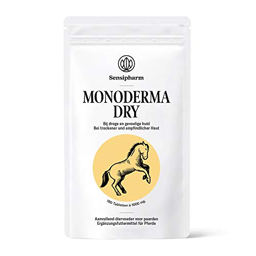 Sensipharm Monoderma Dry - Hilft Natürlich bei Trockenes Ekzem, Juckreiz, Haut, Fell, Probleme - 180 Tabletten a 1000 mg. für Pferde von Sensipharm