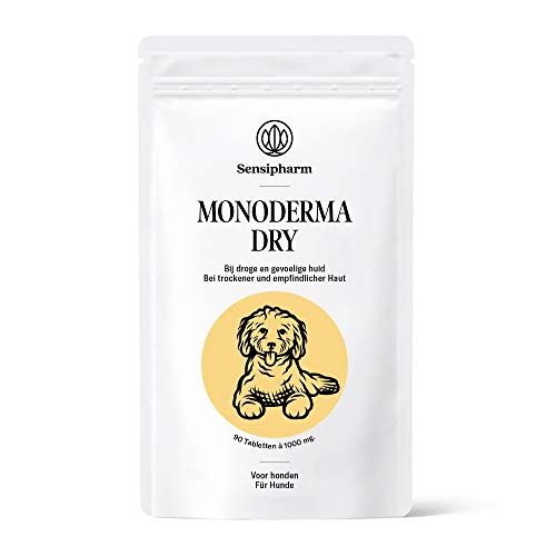 Sensipharm Monoderma Dry - Hilft Natürlich bei Trockenes Ekzem, Juckreiz, Haut, Fell, Probleme - 90 Tabletten a 1000 mg. für Hunde von Sensipharm
