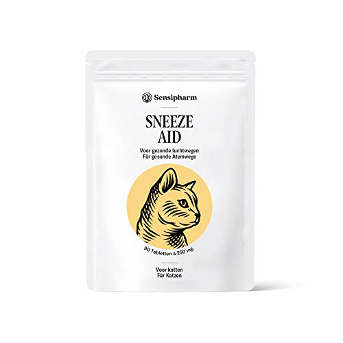 Sensipharm Sneeze Aid - Natürliche Hilfe bei Katzenschnupfen und Niesen - 90 Tabletten à 250 mg Heilkräuter für Katzen zur Stärkung des Immunsystems und Behandlung von Nasenausfluss und Katzenrhinitis von Sensipharm