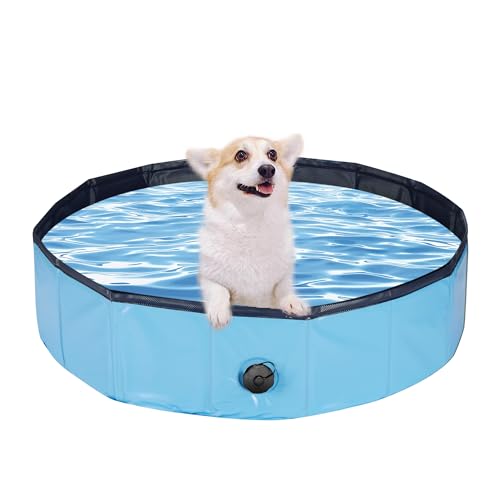 Sensong Hundepool, 160x30CM Faltbarer Swimmingpool für Katzen, rutschfeste und Verschleißfeste PVC Hunde Schwimmbad Hundebadewanne Geeignet für Große, Mittlere und Kleine Hunde von Sensong