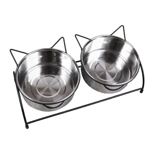 Futternapf aus Edelstahl, geneigter Katzennapf, Hund Katze Grundfutter und Wasser Schüssel Set Schützen Haustiere Wirbelsäule Katzenschalen für kleine Hunde, Fat Face Cat Futternapf aus Edelstahl, geneigter Katzennapf, Hund Katze Grundfutter und Wasser Schüssel Set Schützen Haustiere Wirbelsäule Katzenschalen für kleine Hunde, Fat Face Cat von SePkus