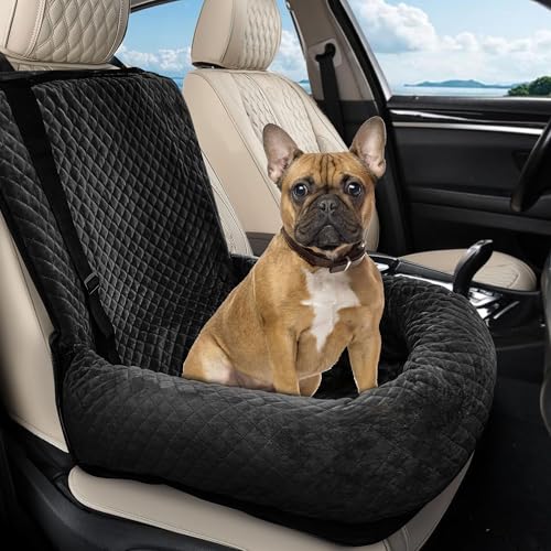 Sephyroth Hunde-Autositz für kleine und mittelgroße Hunde, waschbarer Haustier-Reise-Sicherheits-Autositz, super weich, sicher, abnehmbar, passend für alle Autos (schwarz) von Sephyroth