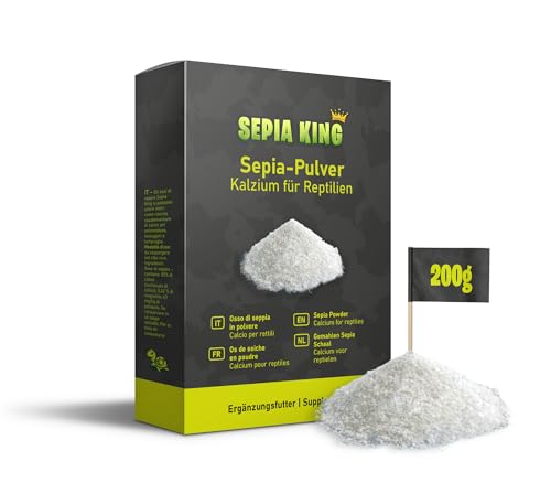 Sepia King - Sepia-Pulver - Kalzium für Schildkröten, Bartagame, Reptilien - gemahlene Sepiaschalen - Futter Bestäuben, Insekten - Futterkalk, Kalk Terrarium - 200g Sepia King - Sepia-Pulver - Kalzium für Schildkröten, Bartagame, Reptilien - gemahlene Sepiaschalen - Futter Bestäuben, Insekten - Futterkalk, Kalk Terrarium - 200g von Sepia King