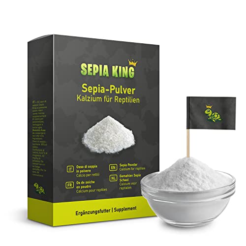 Sepia King - Sepia-Pulver - Kalzium für Schildkröten, Bartagame, Reptilien - gemahlene Sepiaschalen - Futter Bestäuben, Insekten - Futterkalk, Kalk Terrarium - 50g von Sepia King