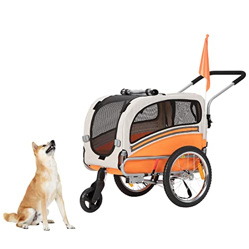 SEPNINE 3-in-1 Hundeanhänger für Fahrrad, Fahrradanhänger Hunde,Mit Bremsen,Durchsichtige Kunststofffenster schützen vor Regen,Tragen Sie kleine und mittelgroße Haustiere unter 30 kg von Sepnine