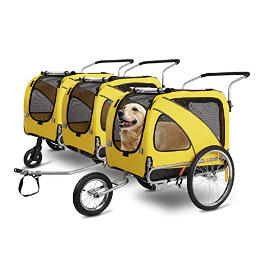 SEPNINE Hunde Fahrradanhänger, 3-in-1 Hundeanhänger & Jogger,Fahrradanhänger Hunde-600D Oxford Canvas,Mit Reflektor Und Bremse,Maximale Belastung 40kg von Sepnine
