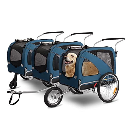 Sepnine Hunde Fahrradanhänger, 3-in-1 Hundeanhänger & Jogger Mit Reflektor Und Bremse,600D Oxford Canvas,Maximale Belastung 40kg von Sepnine