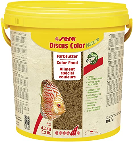 sera Discus Color Nature 10 L (4,2 kg) - Farbfutter für alle Diskusfische mit 175 mg/kg Astaxanthin, Futter für Diskus von sera