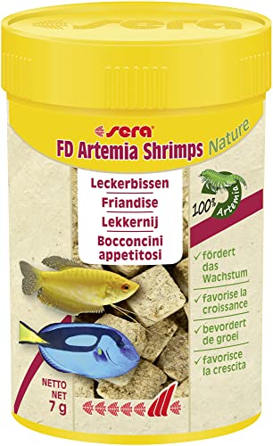 sera FD Artemia Shrimps Nature 100 ml - Der Leckerbissen für ein gesundes Wachstum - Fischfutter fürs Aquarium mit sehr hoher Verwertbarkeit, somit weniger Algen von sera