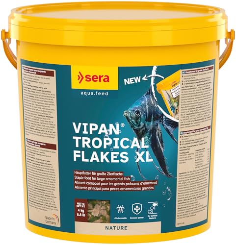 sera Vipan Nature Großflocke 21 L (4 kg) - XL-Hauptfutter mit 4% Insektenmehl und prebiotischer Wirkung, Flockenfutter fürs Aquarium, Fischfutter mit hoher Futterverwertbarkeit, somit weniger Algen von sera