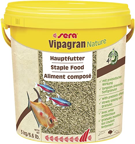 Sera Vipagran Nature 3 kg | Hauptfutter Softgranulat | 4% Hochwertiges Insektenmehl | Gesundes Wachstum & kräftige Entwicklung | Für Fische mit kleinem Maul | Keine Farb- & Konservierungsstoffe von sera