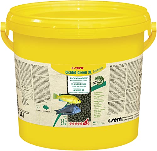 sera Cichlid Green XL Nature 3,8 L (1,3 kg) - Hauptfutter mit 10 % Spirulina für größere herbivore Cichliden, Futter für Malawi von sera