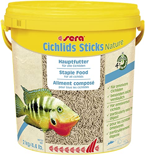 sera Cichlids Sticks Nature 10 L (2 kg) - Basisfutter für größere Cichliden, Barschfutter fürs Aquarium, Fischfutter Aquarium von sera