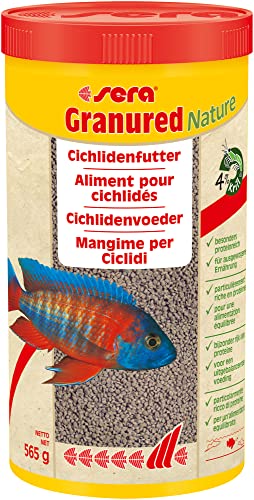 sera Granured Nature 1000 ml (565 g) - Hauptfutter für kleinere carnivore Cichliden, Futter für Malawi & Tanganjika von sera