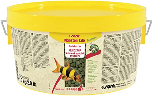 sera Plankton Tabs Nature 1,3 kg (2,2 L) - Sinkende Futtertabletten mit 7% Krill für die natürliche Farbentwicklung, Futtertabletten Aquarium, Rochen Futter von sera