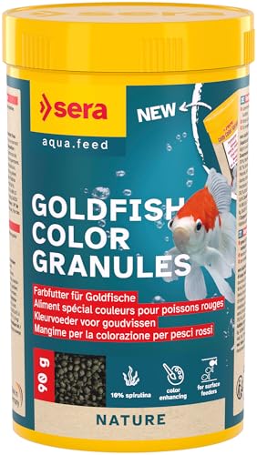 sera Goldy Color Spirulina Nature 250 ml - Farbfutter für Goldfische mit 10 % Spirulina, Goldfischfutter fürs Aquarium mit hoher Futterverwertbarkeit und somit weniger Algen von sera