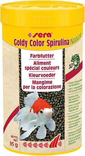 sera Goldy Color Spirulina Nature 250 ml - Farbfutter für Goldfische mit 10 % Spirulina, Goldfischfutter fürs Aquarium mit hoher Futterverwertbarkeit und somit weniger Algen von sera