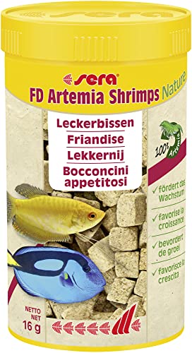 sera FD Artemia Shrimps Nature 250 ml - Der Leckerbissen für ein gesundes Wachstum - Fischfutter fürs Aquarium mit sehr hoher Verwertbarkeit und somit weniger Algen von sera
