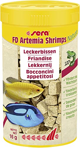 sera FD Artemia Shrimps Nature 250 ml - Der Leckerbissen für ein gesundes Wachstum - Fischfutter fürs Aquarium mit sehr hoher Verwertbarkeit und somit weniger Algen von sera
