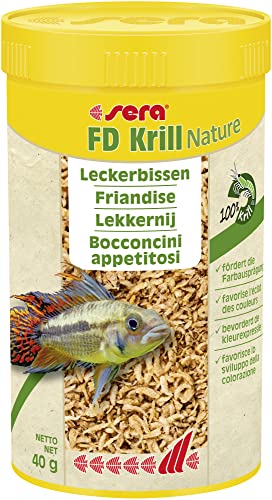 sera FD Krill Nature 250 ml - Der Leckerbissen für kräftige Farben - Fischfutter fürs Aquarium mit sehr hoher Verwertbarkeit und somit weniger Algen, 180 Stück (1er Pack) von sera