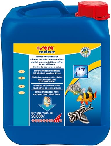 sera toxivec 5000 ml | Erste Hilfe im Aquarium | Soforthilfe gegen Schadstoffe | Entfernt sofort fischtoxisches Ammoniak & Nitrit | Vermindert Algenwachstum | Entfernt Chlor & Chloramine von sera