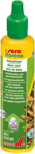 sera florena 50 ml flüssiger Basisdünger für prächtige Wasserpflanzen im Aquarium, mit Mineralien und Spurenelementen, UV-stabil, Dünger für Aquarienpflanzen von sera
