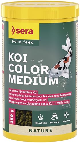 sera (07021) Koi Color Nature Medium 1 Ltr. EIN natürliches Farbfutter mit 10% Spirulina für farbenprächtige Koi zwischen 12 und 25 cm, Koifutter ohne Farb- & Konservierungsstoffe von sera