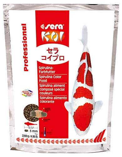 sera KOI Professional Spirulina Farbfutter 2200 g | Koi-Fischfutter für perfekte Farben | Für Temperaturen über 8°C | Unterstützt das Wachstum von Kois | Geringere Wasserbelastung | Weniger Algen von sera