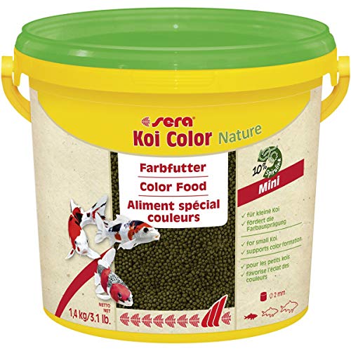 sera (07053) Koi Color Nature Mini 3,8 Ltr. EIN natürliches Farbfutter mit 10% Spirulina für farbenprächtige Koi bis 12 cm, Koi Futter ohne Farb- & Konservierungsstoffe von sera