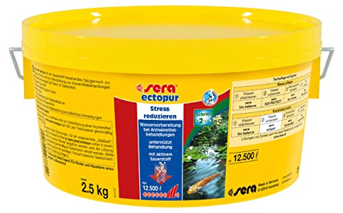 sera pond ectopur 2,2 Liter (2,5 kg) - Erleichterung bei Krankheit und Stress, reduziert Stress, unterstützt Arzneimittelbehandlungen, mit aktivem Sauerstoff von sera