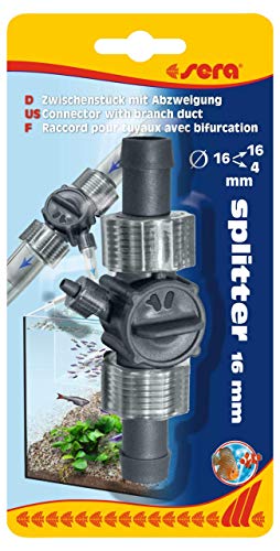 sera Splitter für 16 mm Schauch fürs Aquarium - Zwischenstück mit Abzweigung für 4 mm Schläuche von sera