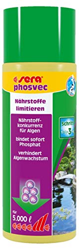 sera pond phosvec 500 ml - Schützt vor Algen, limitiert Nährstoffe, Nährstoffkonkurrenz für Algen, bindet sofort Phosphat von sera