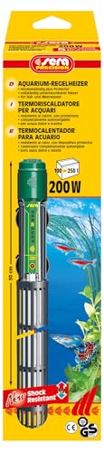 sera Aquarium-Regelheizer 200 W | Schockresistentes Quarzglas | Sicherheitsschaltung | Für Süß- & Meerwasser | Schutzkorb gegen Verbrennungen | Für 100-250L Aquarien | Vollständig untertauchbar von sera