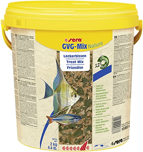 sera GVG-Mix Nature 10l (2 kg) der Leckerbissen aus Flocken & Futtertieren für mehr Abwechslung, Flockenfutter fürs Aquarium, Fischfutter mit hoher Verwertbarkeit, somit weniger Algen von sera