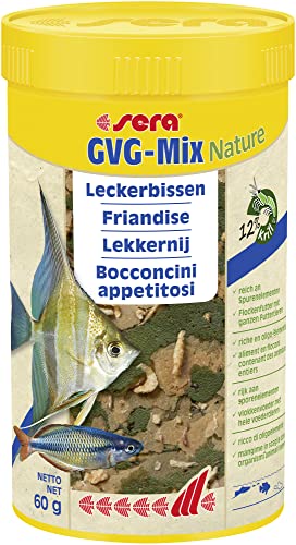 sera GVG-Mix Nature 250 ml der Leckerbissen aus Flocken & Futtertieren für eine abwechslungsreiche Ernährung, Flockenfutter fürs Aquarium, Fischfutter mit hoher Verwertbarkeit, somit weniger Algen von sera