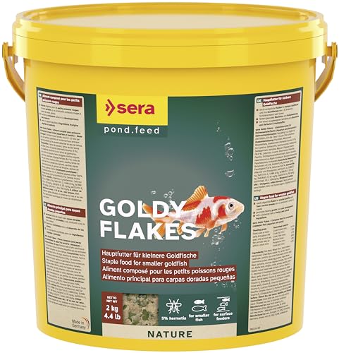 sera Goldy Nature 10l (2 kg) - Goldfischfutter für gesundes Wachstum & prächtige Farben, Fischfutter für den Teich, Flockenfutter mit hoher Futterverwertbarkeit und somit weniger Algen von sera
