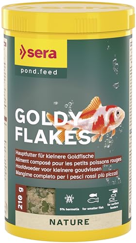 sera Goldy Flakes 1L (210g) | Hauptfutter für kleinere Goldfische | Fördert gesundes Wachstum & prächtige Farben | Ohne Farb- und Konservierungsstoffe | Hochwertige Proteinquelle durch Insektenmehl von sera