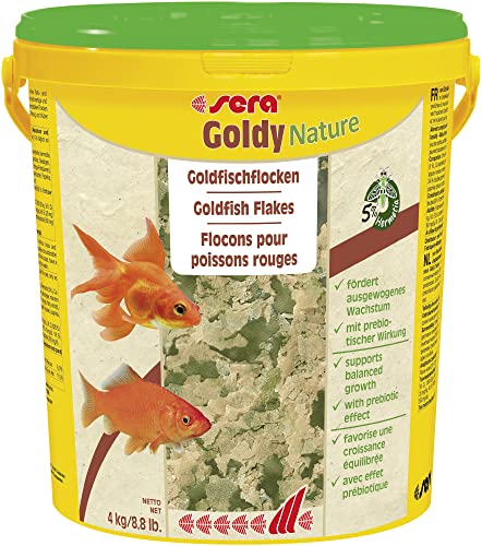 sera Goldy Nature 21l (4 kg) - Goldfischfutter für gesundes Wachstum & prächtige Farben, Fischfutter für den Teich, Flockenfutter mit hoher Futterverwertbarkeit und somit weniger Algen von sera